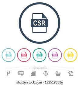 Sign request file of SSL certification flat color icons in round outlines. 6 bonus icons included.
