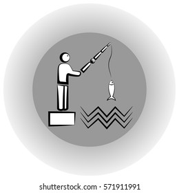Sign, resolving fishing from the shore. Vector illustration