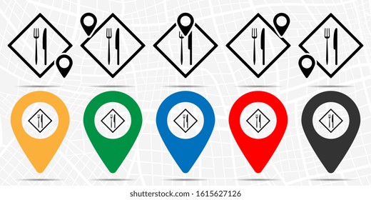 sign, restaurant icon in location set. Simple glyph, flat illustration element of Food theme icons
