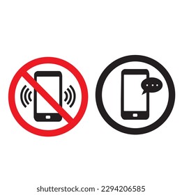 Sign of Restriction to use mobile phone. Permission to text message on a white background with copy space