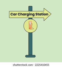 Sign road arrow board for show car charging station location 