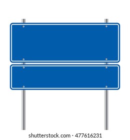 Sign Road Blue Blank  Vector Illustration