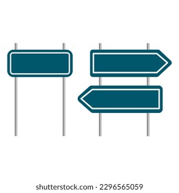 sign Road are empty. Mark location. Road signs are empty different shapes. Signposts on poles. Vector illustration.