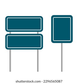 sign Road are empty. Mark location. Road signs are empty different shapes. Signposts on poles. Vector illustration.