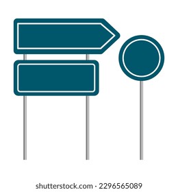 sign Road are empty. Mark location. Road signs are empty different shapes. Signposts on poles. Vector illustration.