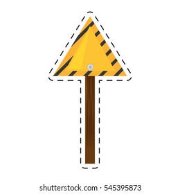 sign road triangle caution yellow empty cut line vector illustration eps 10