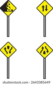 Sign road with yellow background