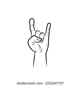 sign rock with hand isolated on white