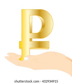 Sign rouble in palm