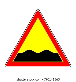 Sign of rough road. Warning sign on the road.
