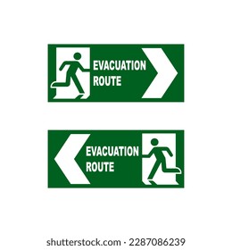 SIGN ROUTE OF EVACUATION WITH LEFT AND RIGHT ARROW