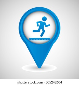 sign running jogging person pin design vector illustration