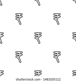 Sign rupee seamless pattern. White and black coin with rupee sign. Abstract geometric shape texture. Design template for wallpaper,wrapping, textile. Vector Illustration