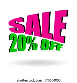 Sign of Sale 20% off. Special Offer. Discount Price Tag.