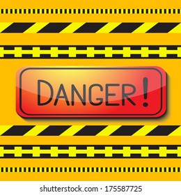 Sign saying danger and  tape.Vector.