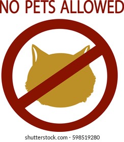 sign saying - warning no pets allowed - illustration