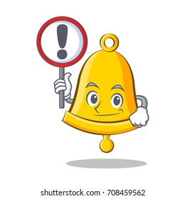 With sign school bell character cartoon