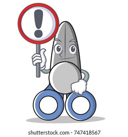 With sign scissor character cartoon style