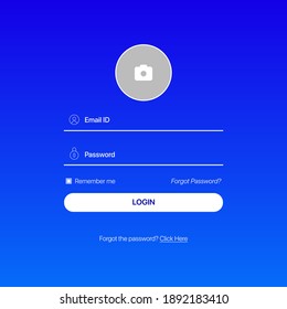 Iniciar sesión Pantalla Gradiente Azul Concepto de IU. Interfaz de formulario de inicio de sesión de autorización en aplicaciones móviles o web