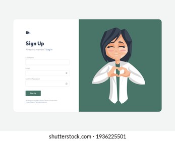 Sign up screen page template. Vector graphic illustration. 