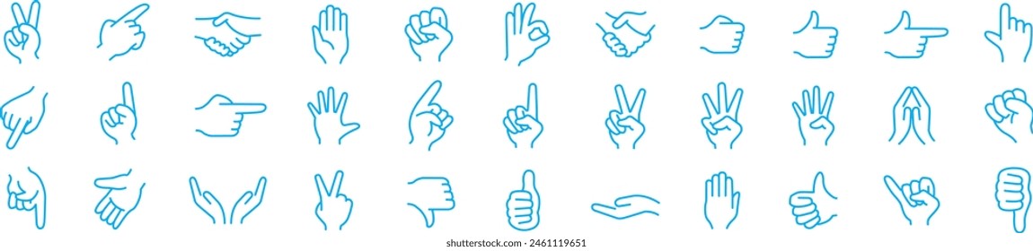  Vector de colección de conjunto de signos manuales