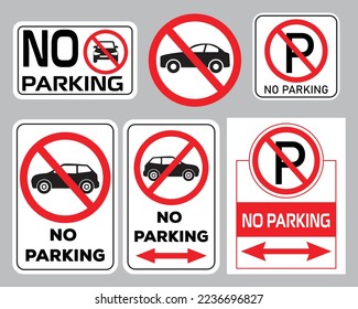 sign set of No parking icon vector