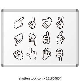 Ã?Â hand sign set whiteboard Vector