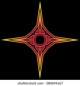 Sign of several triangles with red gradient image of the star,compass,mystery,space, UFO