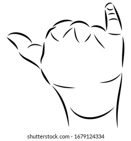 Sign shaka Vector line Art Illustration