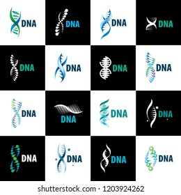 Sign in the shape of a spiral DNA. Vector illustration.