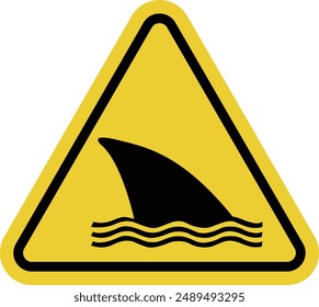 Sign shark. Sign killer whale. Warning about presence of sharks in water areas, on beaches, in marine reserves and other places where there may be threat. Warning yellow triangular road sign.