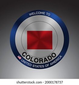 The Sign Shield style United states of America with message, Colorado and Red map on Grey Background vector art image illustration.