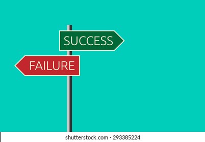 Sign showing directions to success and to failure on turquoise blue background. Choice, success and faith concept. Flat style. EPS 10 vector illustration, no transparency - Powered by Shutterstock - Get 15% off with code: PIKWIZARD15