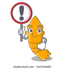 With sign shrimps on a character cartoon style