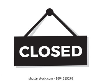 Sign and signboard with CLOSED text. Vector illustration isolated on white.