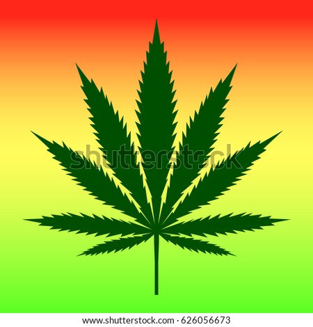 Sign silhouette of cannabis leaf, vector illustration, logo.
