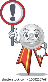 With sign silver medal with the shape cartoon