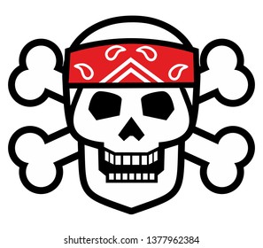 sign with skull with bandana, grunge vintage design t shirts