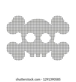 Sign skull and bones, black on a white background, squares, vector