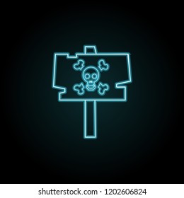 Sign with a skull icon in neon style. Simple outline vector of halloween set for UI and UX, website or mobile application