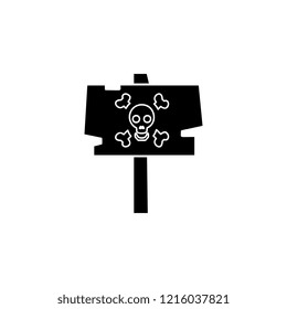 Sign with a skull icon. Simple glyph vector of halloween set for UI and UX, website or mobile application
