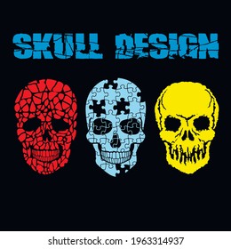 sign with skull puzzle, grunge vintage design t shirts