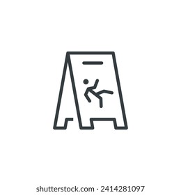 Icono de advertencia de precaución húmeda en el suelo resbaladizo, ilustración vectorial