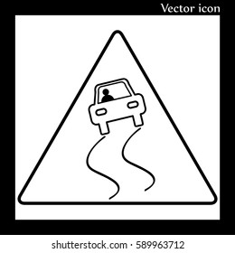 Sign slippery road