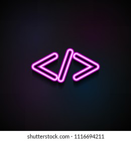 the sign is smaller icon. Element of Minimalistic  icons for mobile concept and web apps. Neon the sign is smaller icon can be used for web and mobile on dark gradient background