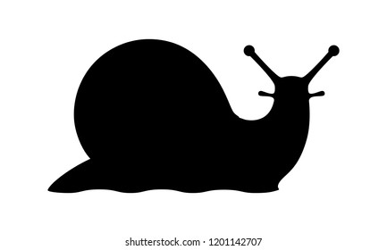 Sign snail. Snail symbol. Isolated black silhouette snail on white background. Icon snail. Vector illustration