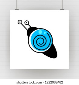 Sign snail. Snail symbol. Isolated black silhouette snail on white background. Icon snail. Vector illustration