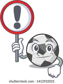 With sign soccer ball in the cartoon shape