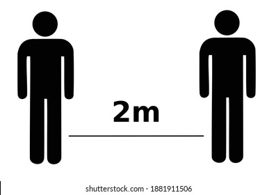 a sign for social distance isolated on a white background
