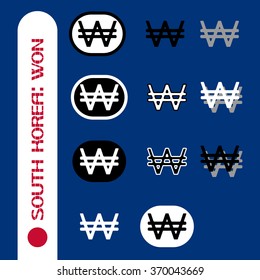 Sign South Korean Won.
Graphical representation of the currency symbol, simple, symbolic image.